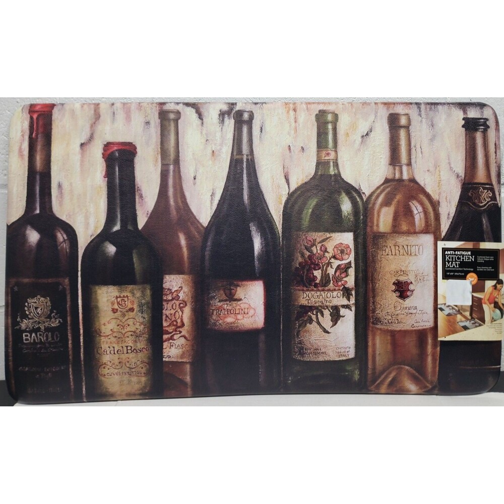 ANTI-FATIGUE NON SLIP FLOOR MAT (18" x 30") PVC, 7 WINE BOTTLES by PH